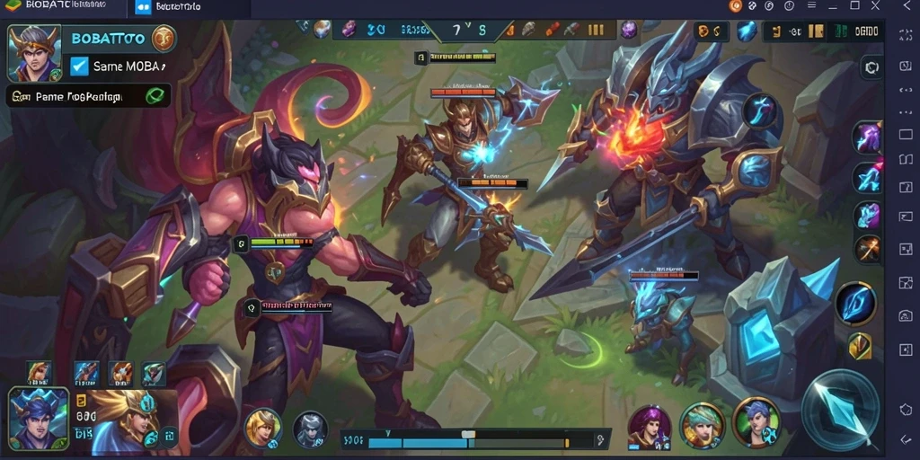 Tampilan gameplay BOBATOTO yang mengesankan dalam pertempuran MOBA.