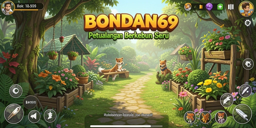 Tampilan gameplay BONDAN69 dengan aktivitas berkebun yang seru.