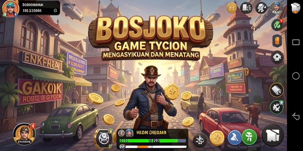 Gameplay seru di BOSJOKO dengan manajemen bisnis.