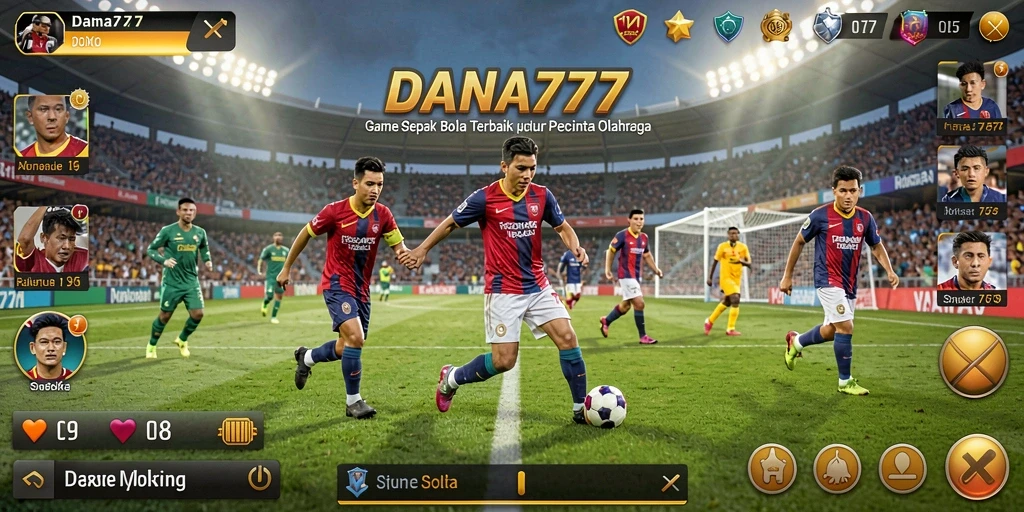 Screenshot utama DANA777 menampilkan pertandingan sepak bola yang seru dan mendebarkan.