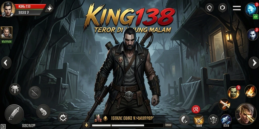 Screenshot KING138 menampilkan aksi karakter dalam suasana horor yang mencekam.