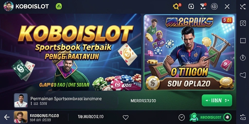 Screenshot gameplay KOBOISLOT menunjukkan tampilan aplikasi Sportsbook yang menarik.