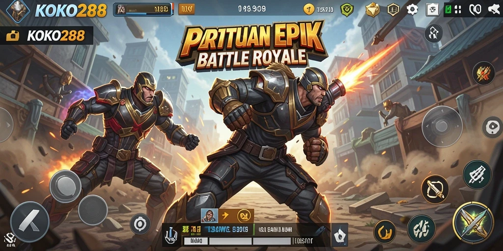 Gameplay seru dan aksi bertempur di KOKO288 Battle Royale.