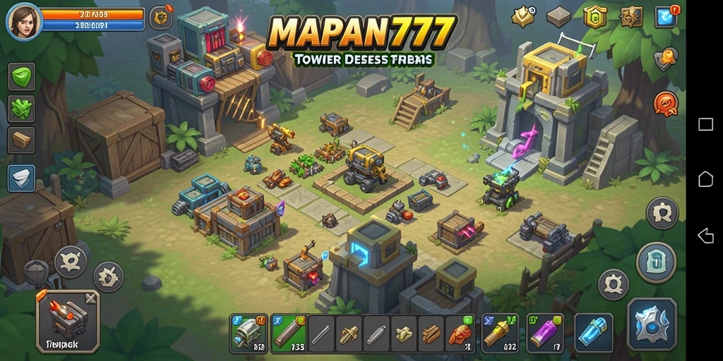 Tampilan gameplay seru dari MAPAN777 dengan strategi tower defense yang mendebarkan.