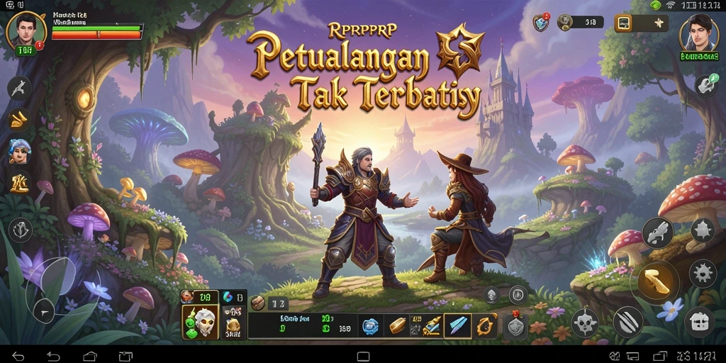 Tangkapan layar utama gameplay RPRPRP yang menunjukkan karakter menjelajahi dunia.