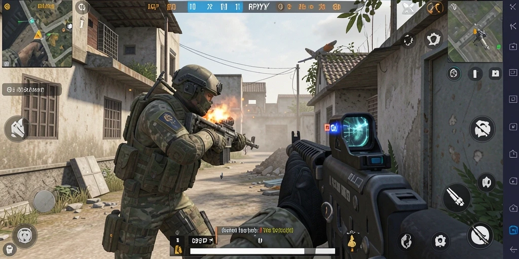 Screenshot gameplay RPYYY yang menampilkan aksi seru dalam pertempuran FPS.