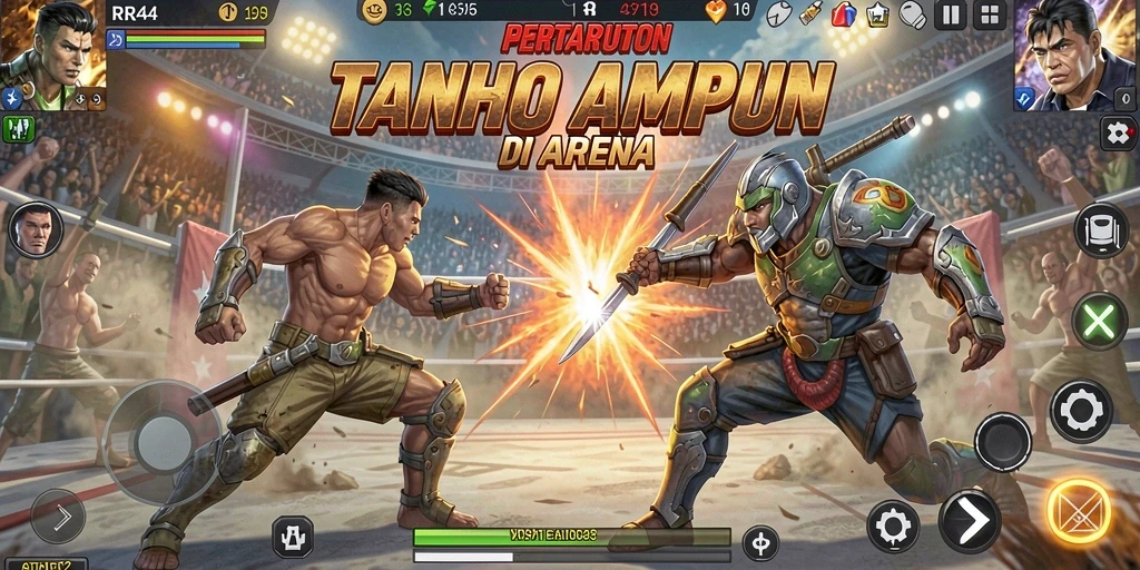 Screenshot utama menunjukkan aksi bertarung mendebarkan di RR44.
