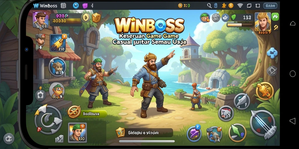 Screenshot gameplay WINBOSS yang menarik dan penuh warna.